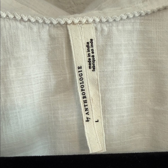 Anthropologie Cotton Button Front Eyelet  Embroidered Blouse Size Large - Picture 2 of 4